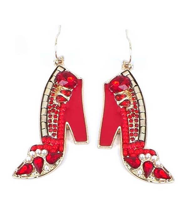 Jewelry Max - Wholesale Dangle Earrings - ( W573 )  SEEDBEAD HIGHHEEL SHOE EARRING0