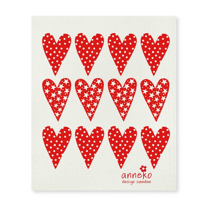 Dish Cloth - Hearts for wholesale by Anneko Design Sweden