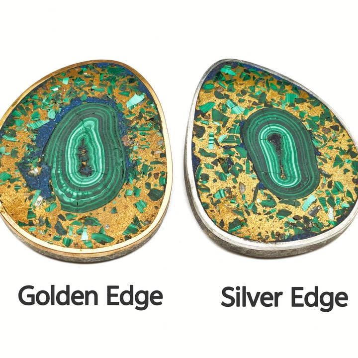 Natuurlijke Malachiet & Lapis Lazuli Onderzetters Onregelmatige Oplaadplaat 2,75"x3,5" voor wholesale door CRCBEADS