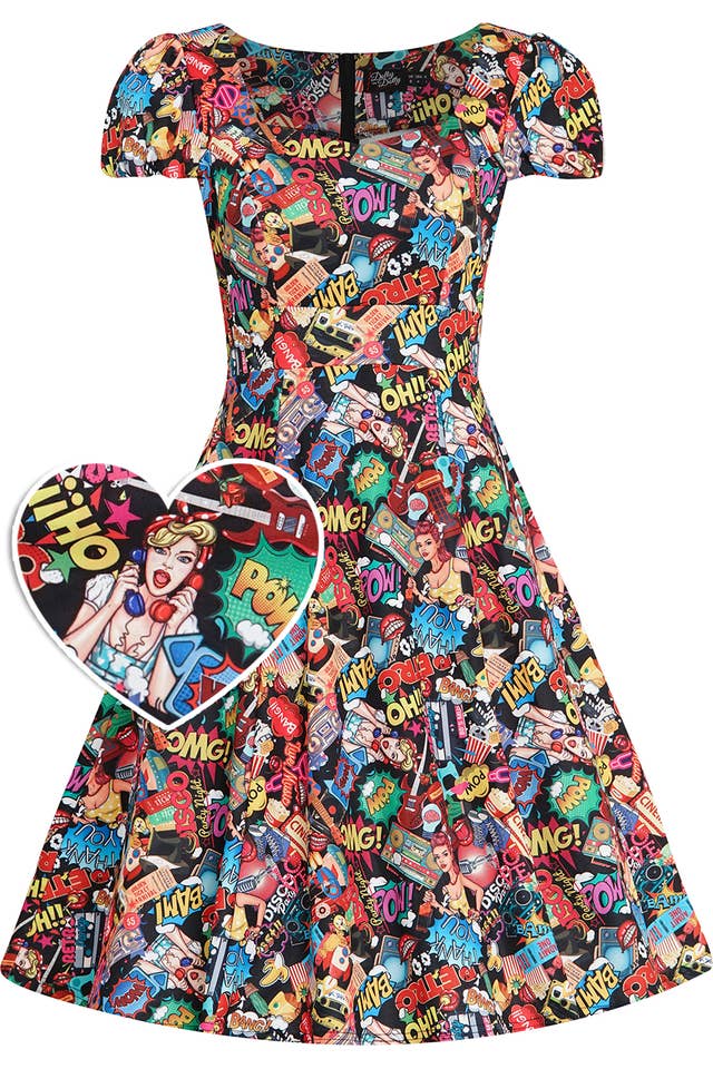 Dolly & Dotty - Vente Robe – femme - Robe Claudia Flirty des années 50 à imprimé comique2