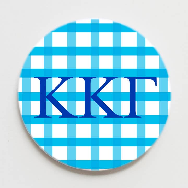Kappa Kappa Gamma Gingham Grec Bouton - 3,00 pouces pour la vente par Good Vibez Collegiate