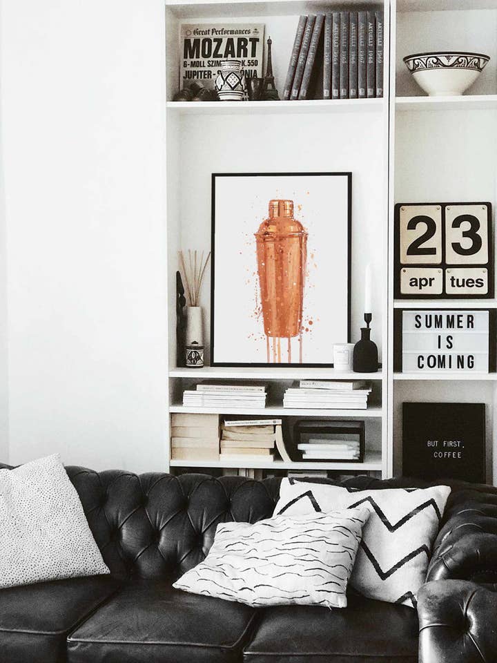 Cocktail Shaker Wall Art Print (Copper) for wholesale by We Love Prints