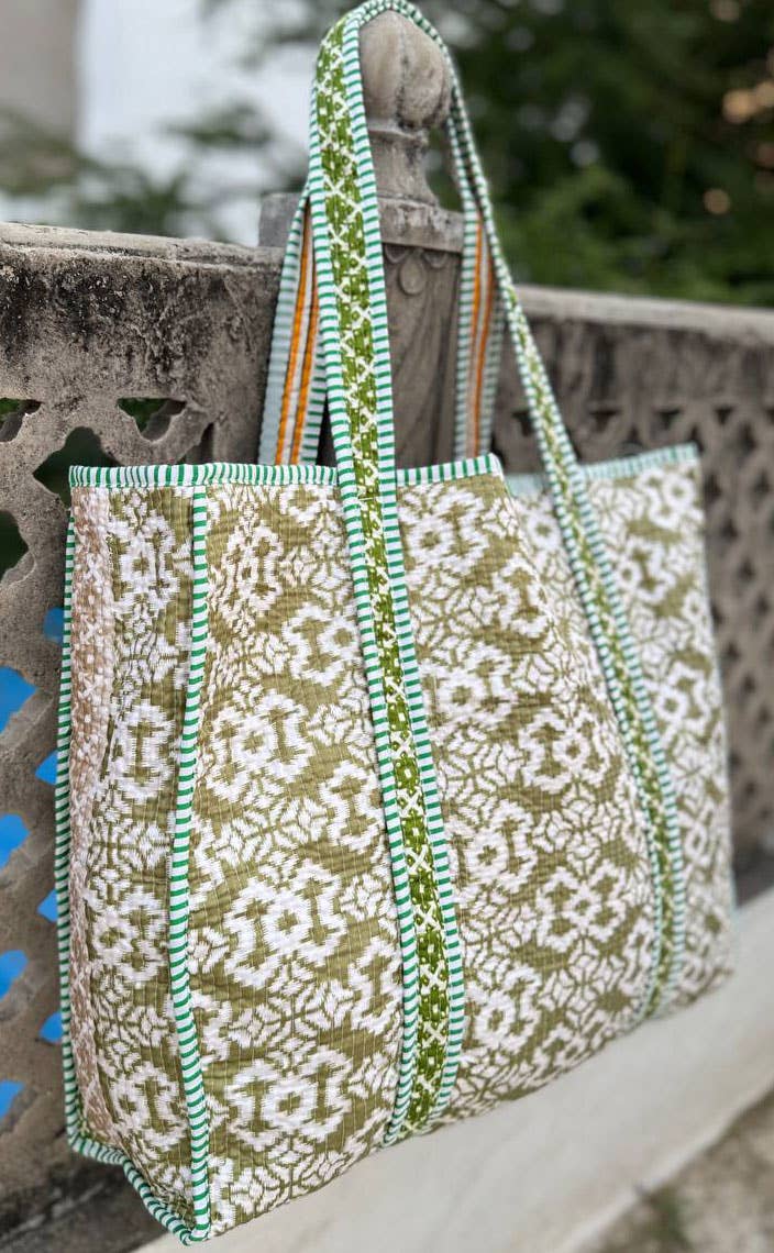 GYPSY STUDIO - Wholesale Shoulder Bag - Women's - Floral Print Silk Quilted Tote Bag Women's Shopping Handbag 2