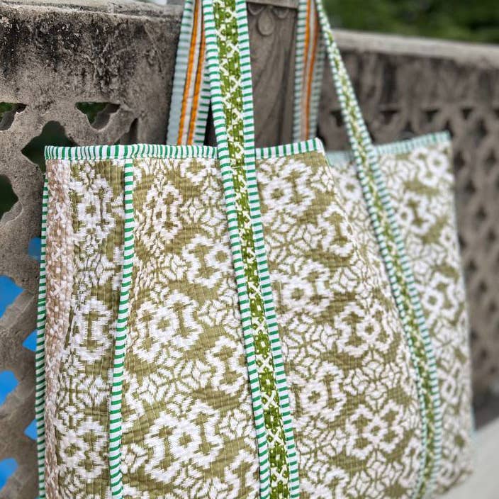 GYPSY STUDIO - Wholesale Shoulder Bag - Women's - Floral Print Silk Quilted Tote Bag Women's Shopping Handbag 2