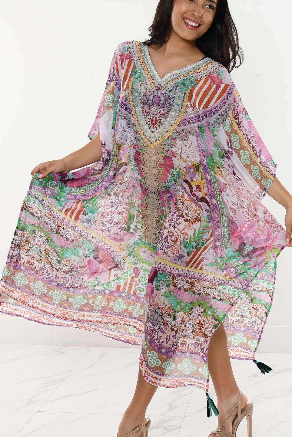 Purple Swimsuit Cover-Up Bohemian Beach Sheer Square Tunic - LCT246 for wholesale on Faire8