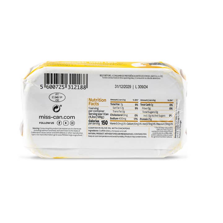 Miss Can by Tin2Table - Wholesale Tinned Fish - Cod in Olive Oil with Chick Peas6