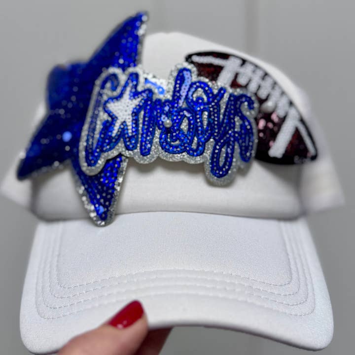 sequinandstiches – Engroshandel Patch – Cowboys Pailletmærke: Skolens Maskotmærke, Kongeblå og Hvid, Stryg På, 4 tommer3