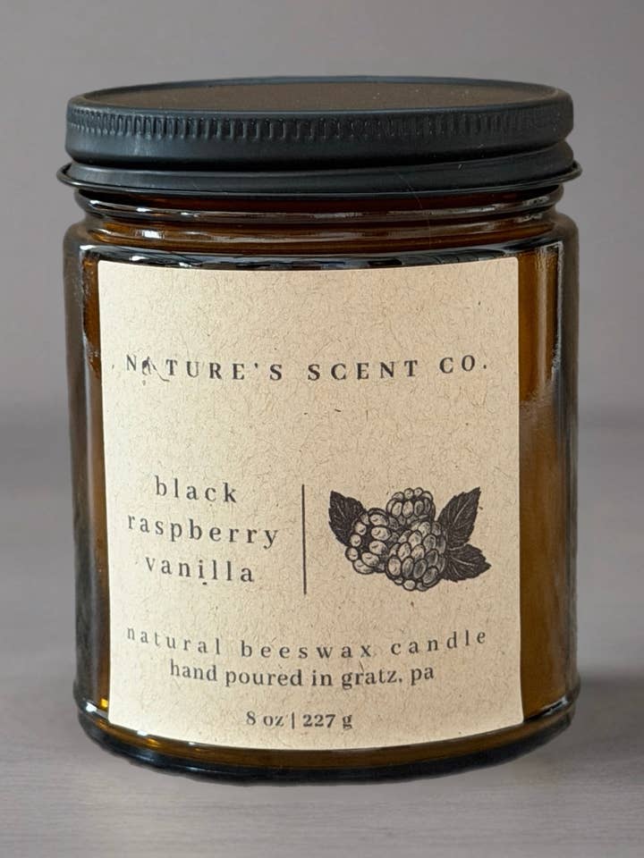Vela de cera de abelha de baunilha e framboesa preta por atacado de Nature’s Scent Co