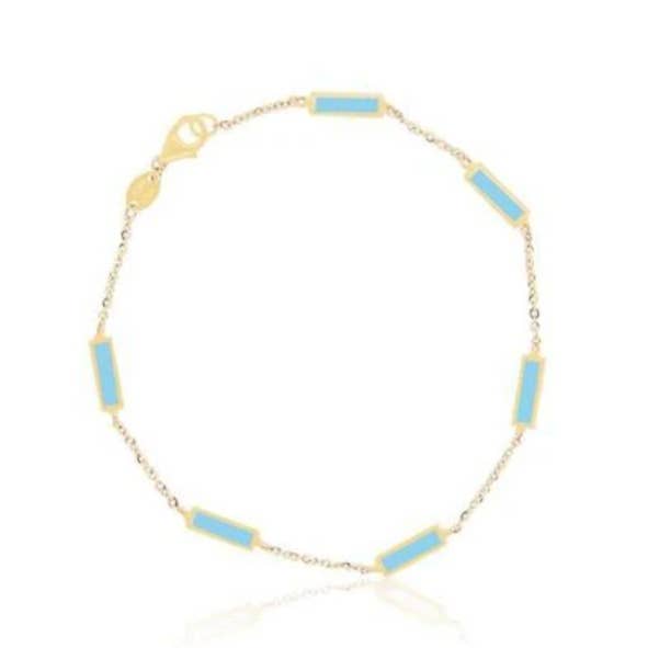 #B30 14kt italiano negrito baguete barra pulseira por atacado de Elle Diamonds