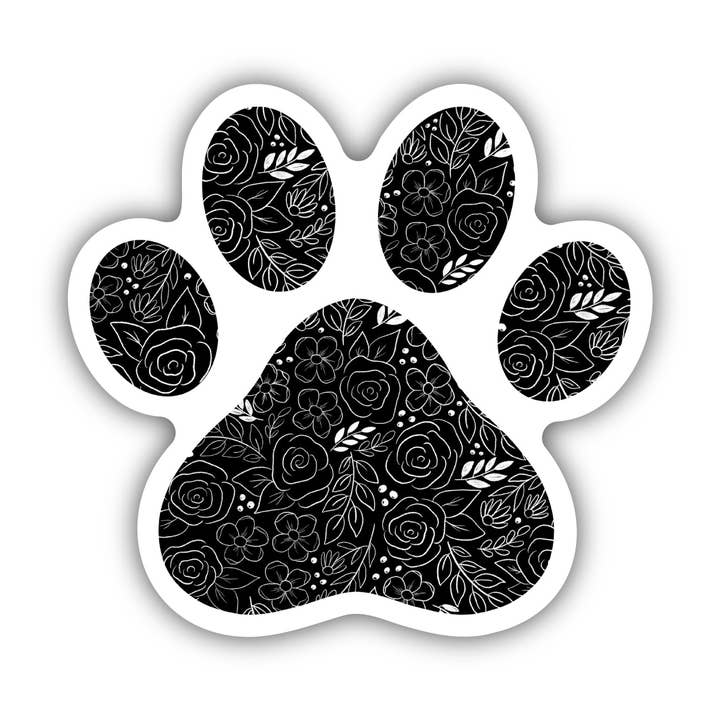 Big Moods - Wholesale Sticker - Black Floral Paw Print Sticker