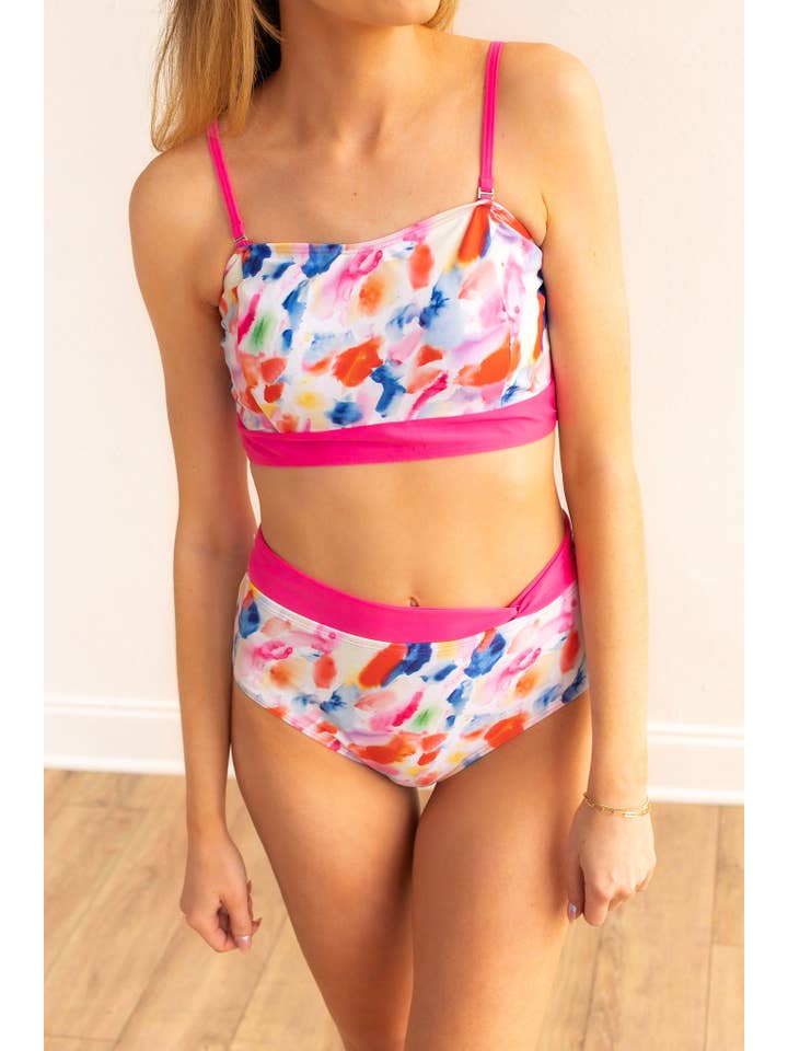 Abstract Multi Colorful Two-piece Swimwear Set for wholesale on Faire7