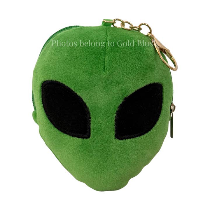 Gold Blush Plush Mini Coin Pouch – Clip-On Ghost & Alien Bag Charm for wholesale by Gold Blush