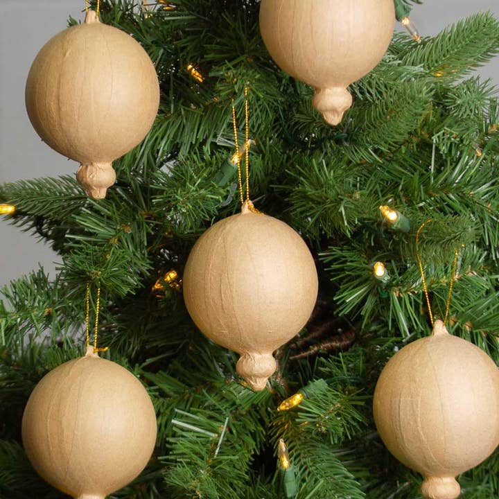 Factory Direct Craft - Wholesale Ornament Set - 4"L x 3" Dia. Paper Mache Christmas Ornament