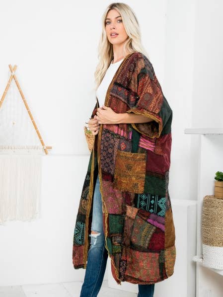 Kathmandu Imports - Wholesale Jacket - Women's - Womens Clothing - Patchwork Long Jacket (TH-1657)