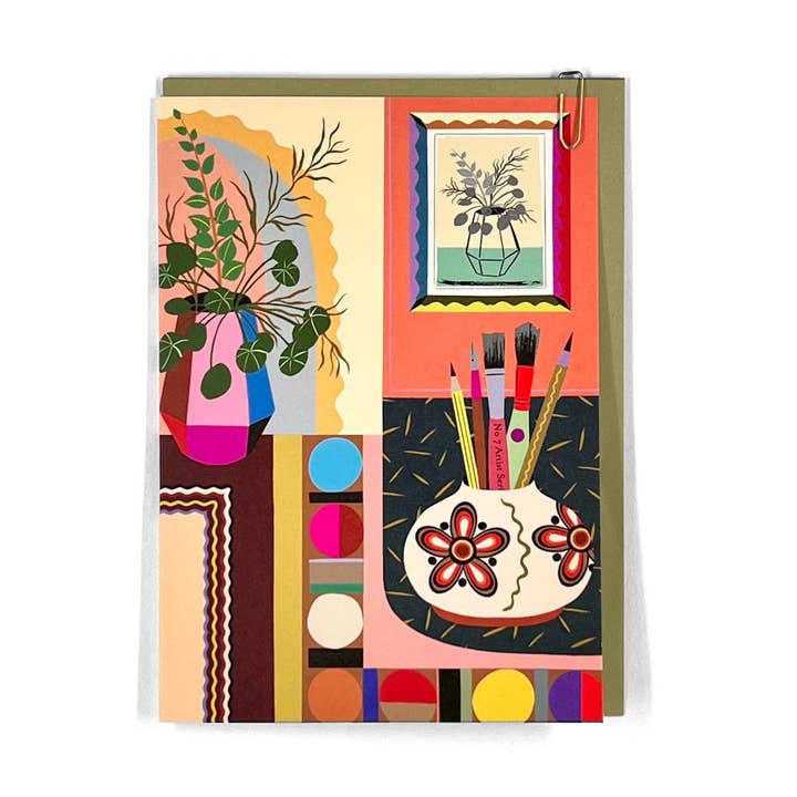 Carte de vœux intérieure abstraite de style de vie botanique sur toile pour la vente par Pavilion