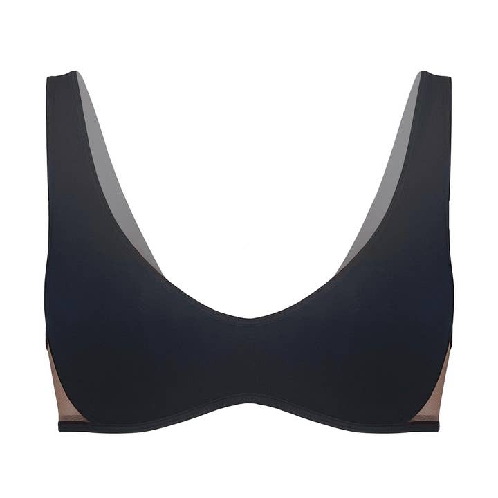 Core Scoop Neck Bralette Black for wholesale by Monique Morin Lingerie