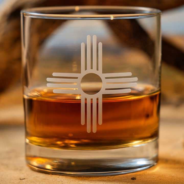 A to Z Imaging and Design - Wholesale Cocktail/Liquor Glass - Zia Symbol Whiskey Glass – Southwest-Inspired Rocks Glass1