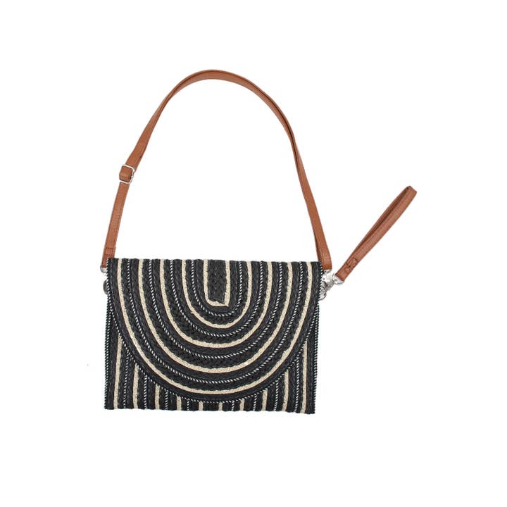 PHANIE MODE - Wholesale Clutch Bag - Women's - Woven paper flap pouch with shoulder strap BA-15362