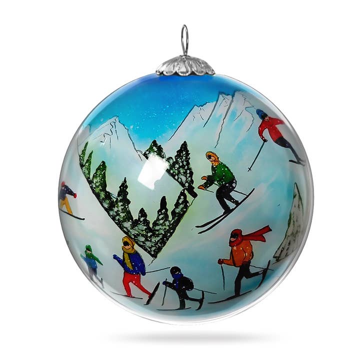 Colisco Skiing on the Weekend Hand Painted Glass Ornament for wholesale by Colisco Wholesale