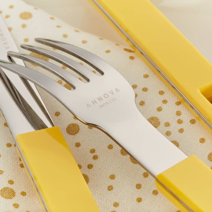 ANNOVA - Wholesale Flatware Set - ANNOVA Block Handle Silverware Set 20 Pieces Color Modern Style Flatware11