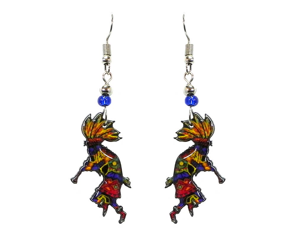 Pichincha - Wholesale Dangle Earrings - Acrylic Kokopelli Southwestern Native Deity Dangle Earrings3