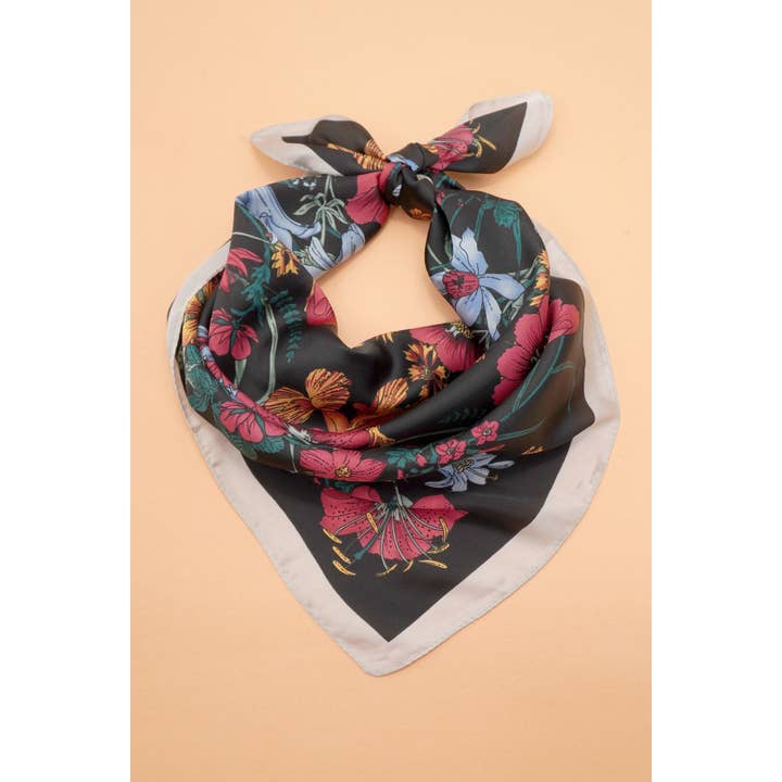 JOSSLYN by wall to wall - Wholesale Scarf - Women's - LARGE FLORAL PRINT BANDANA SCARF | 40SC6512