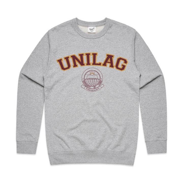 Camisola Premium Cinzenta Mescla da Universidade de Lagos por atacado de Varsity54