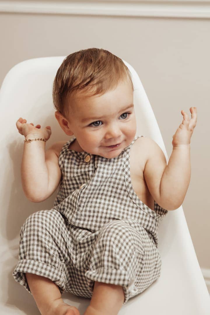 OLIVE & CRADLE - Wholesale Jumpsuit - Baby - Atticus Gingham Cotton Romper5