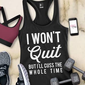 womens funny workout tank, funny gym tank, workout apparel, workout cl -  Living Limitless Clothing Co.