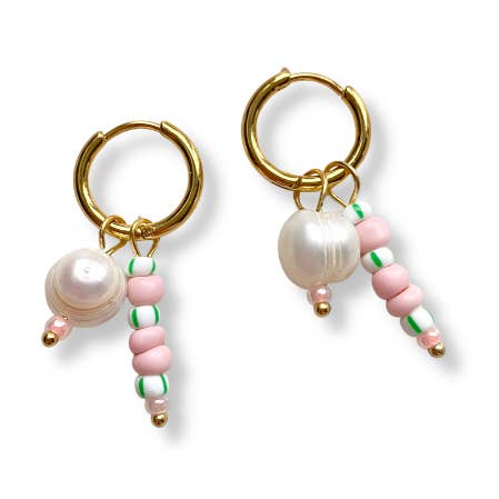 Green Pearl Vibes Earrings - Gold for wholesale by TOMMASINI