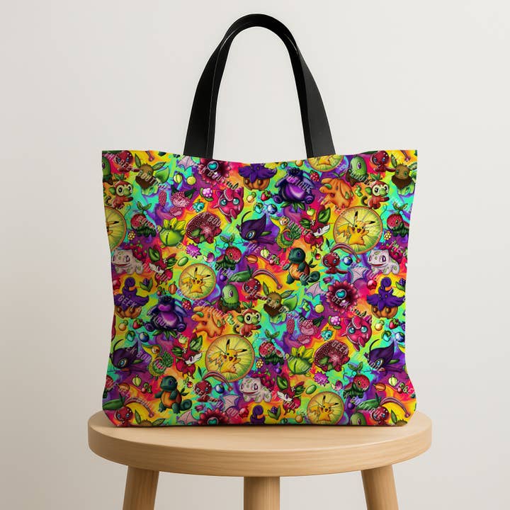 Tutti Fruit Poke Anime Video Game Large Zipper Tote Bag for wholesale by The Geek Boutique