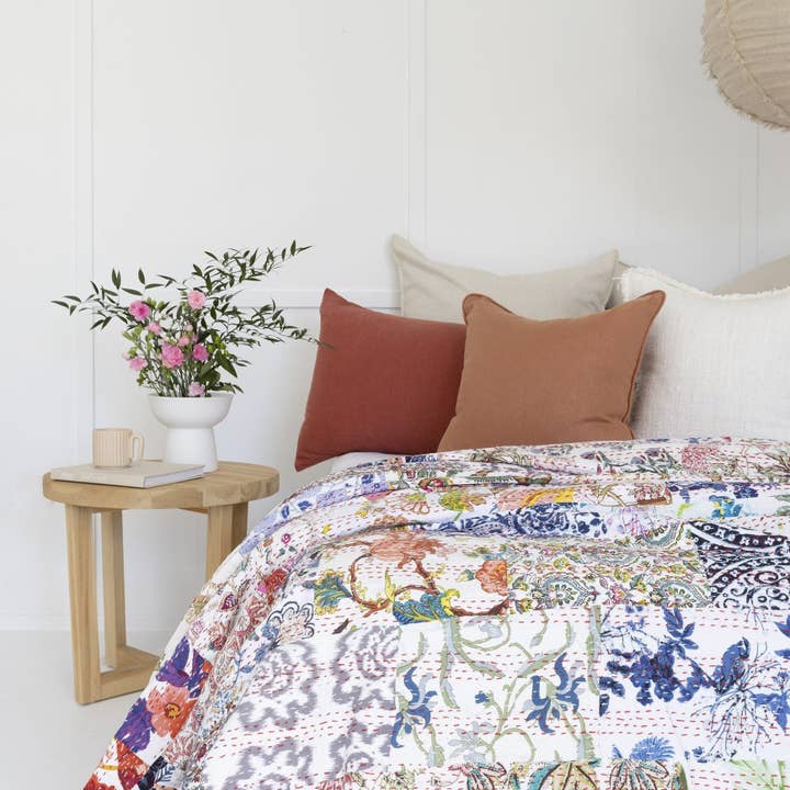 Trapunta Kantha Indiana Copriletto Plaid Piumone - Betsy per la vendita all'ingrosso da parte di Glamthread