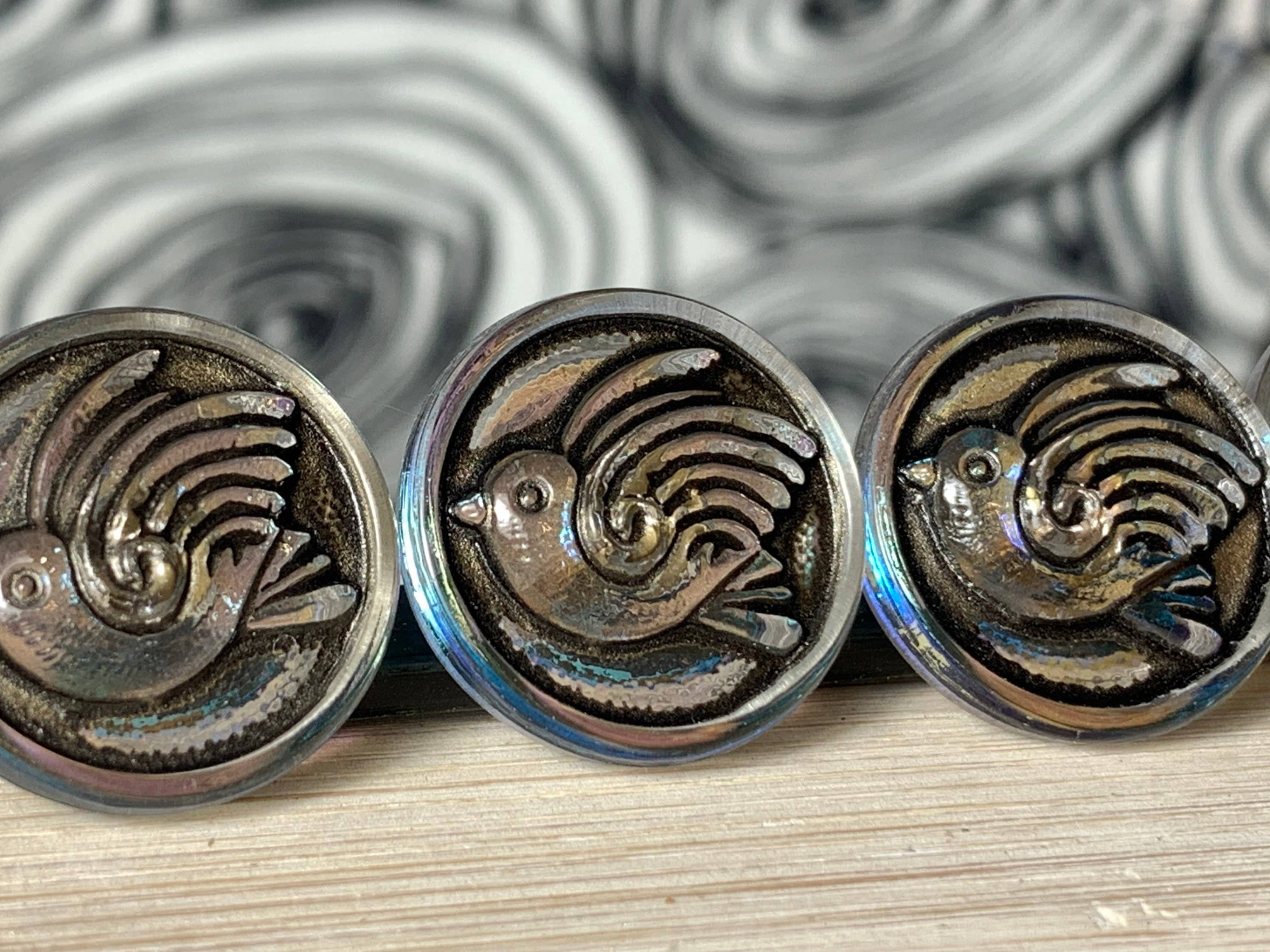 Wild Design Co - Wholesale Sewing Button/Snap - Czech Glass Bird Buttons AB and Black 18mm1