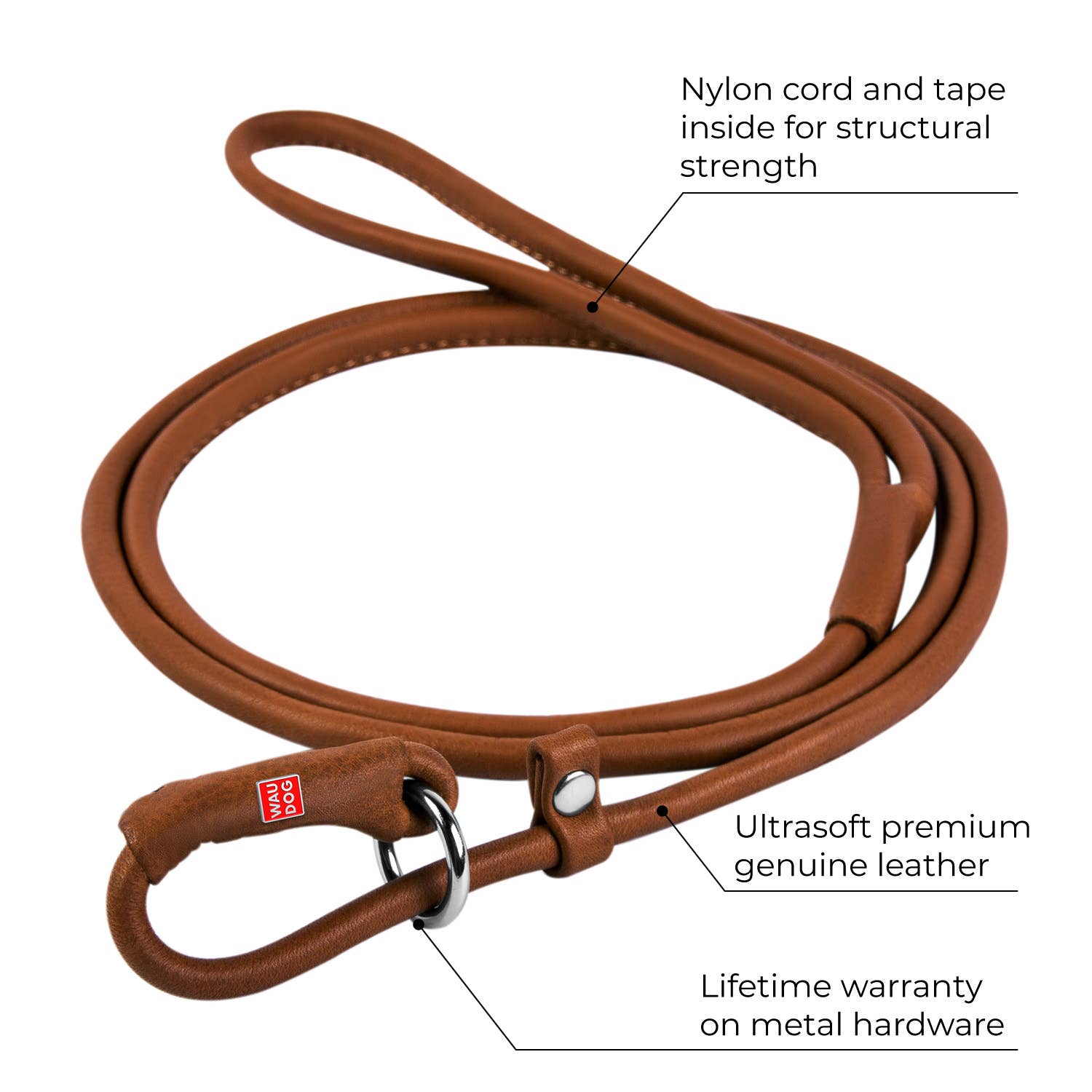 Brown Soft Leather Slip Leash – Comfortable and Reliable Control for wholesale on Faire0