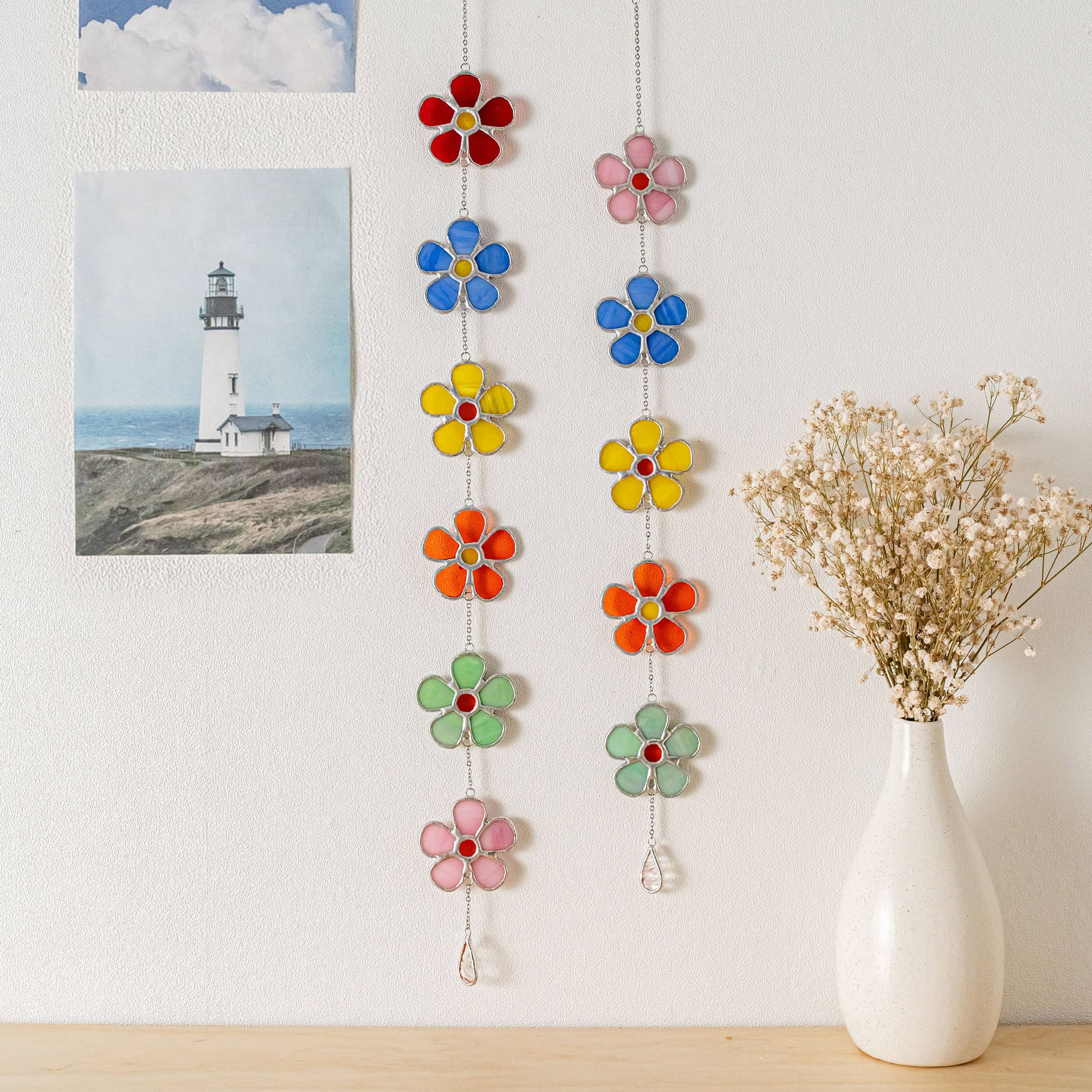 MondoBellissimo - Vendita all'ingrosso Bandierine/Ghirlande - Ghirlanda di Fiori in Vetro Colorato per Decorazione di Finestre F9512