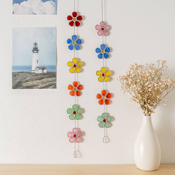 MondoBellissimo - Vendita all'ingrosso Bandierine/Ghirlande - Ghirlanda di Fiori in Vetro Colorato per Decorazione di Finestre F9512