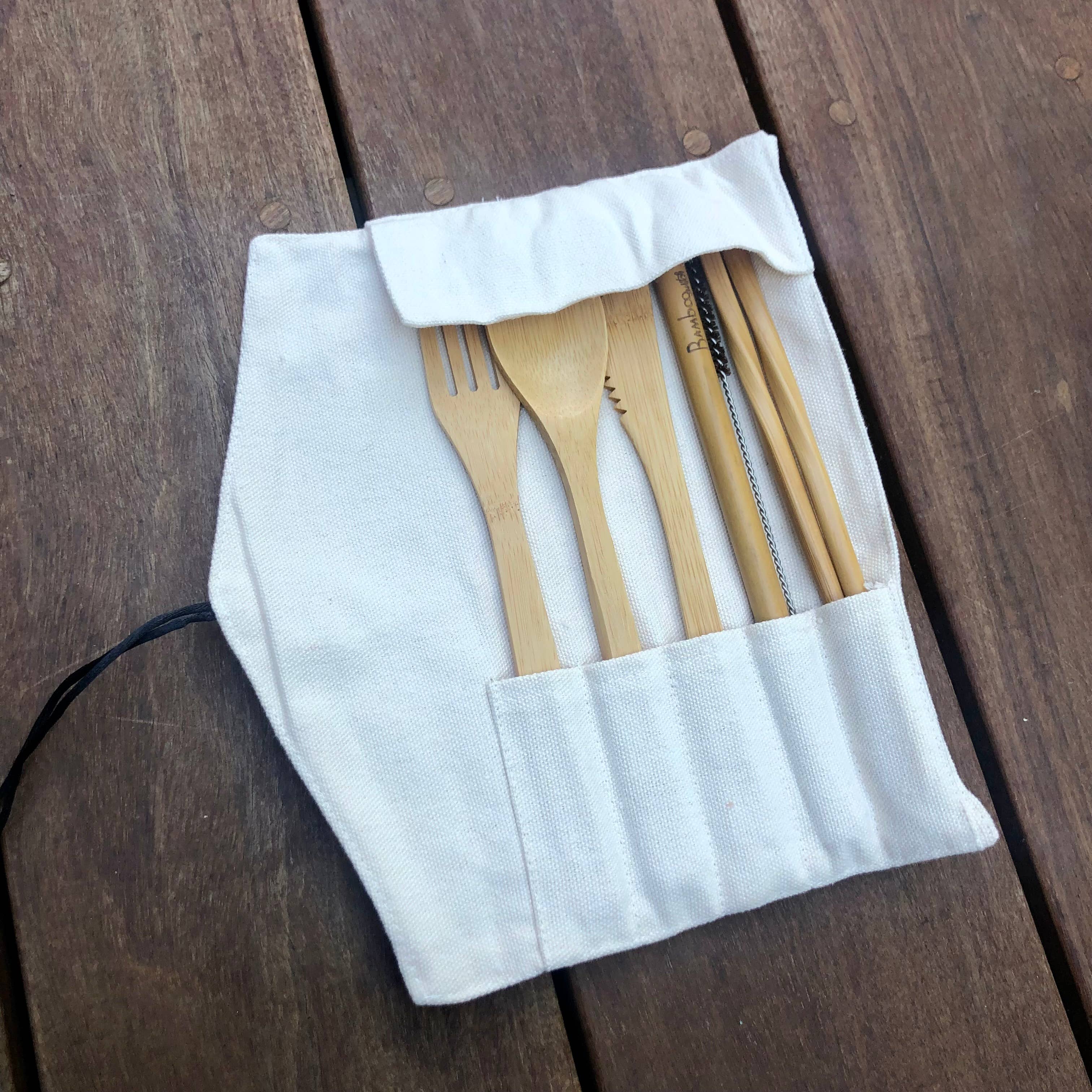 Bamboo Switch - Wholesale Travel Utensil Set - Bamboo Travel Cutlery Set | Beige 5