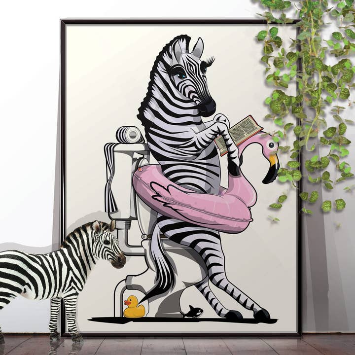 Zebra op het toilet. Print Home Decor, bad voor wholesale door In The Washroom