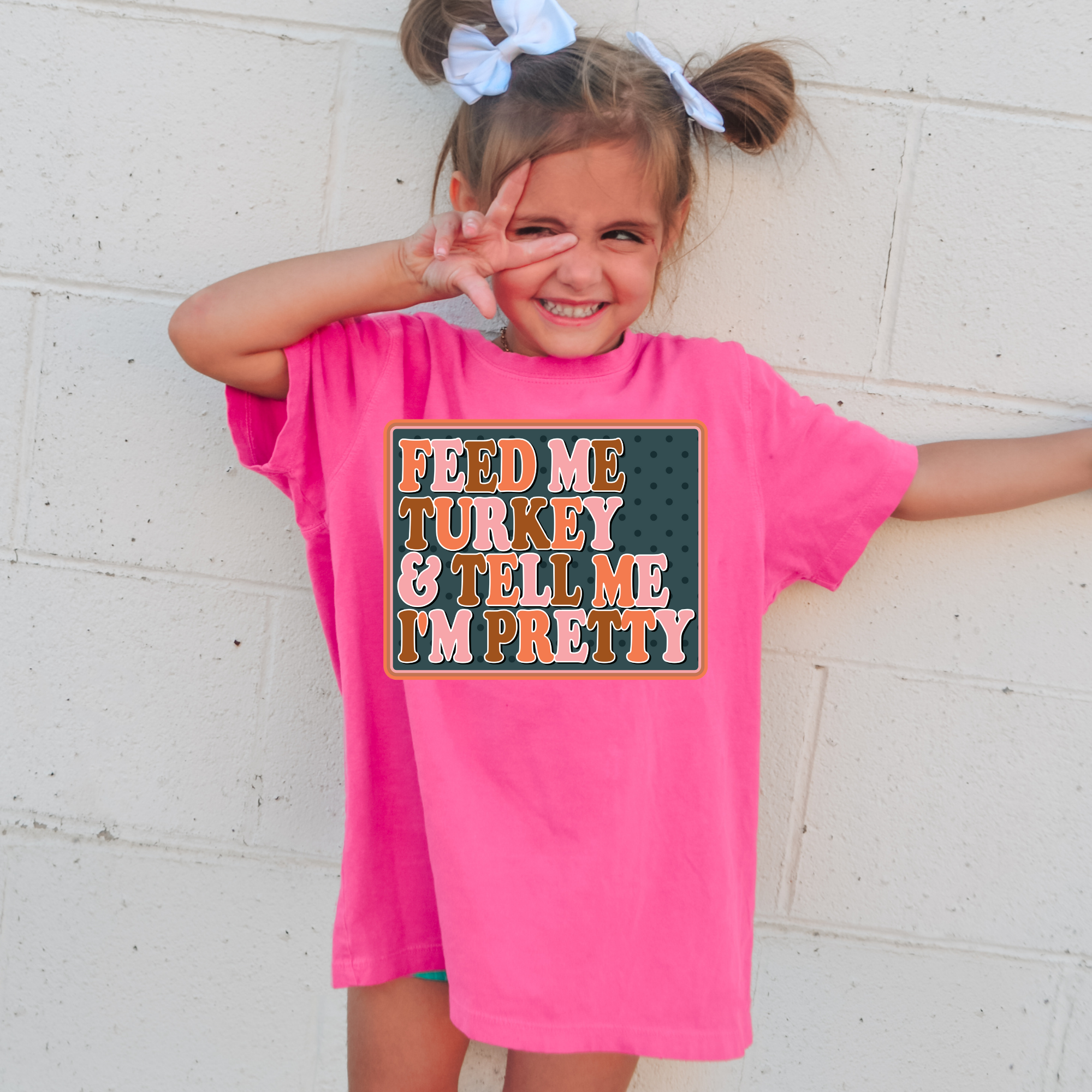 ZZ Threadz - Wholesale Screen Printed T-Shirt - Kids - Feed Me Turkey And Tell Me I'm Pretty Comfort Colors Youth Fall Graphic Tee0