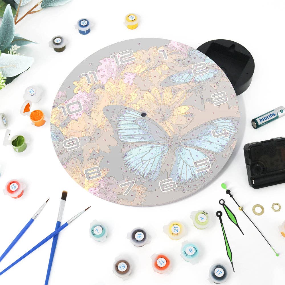 Paint Your Numbers - Wholesale DIY Craft Kit - Paint the Moment – Butterfly Bloom Clock Kit10