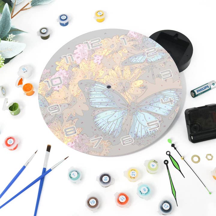 Paint Your Numbers - Wholesale DIY Craft Kit - Paint the Moment – Butterfly Bloom Clock Kit10