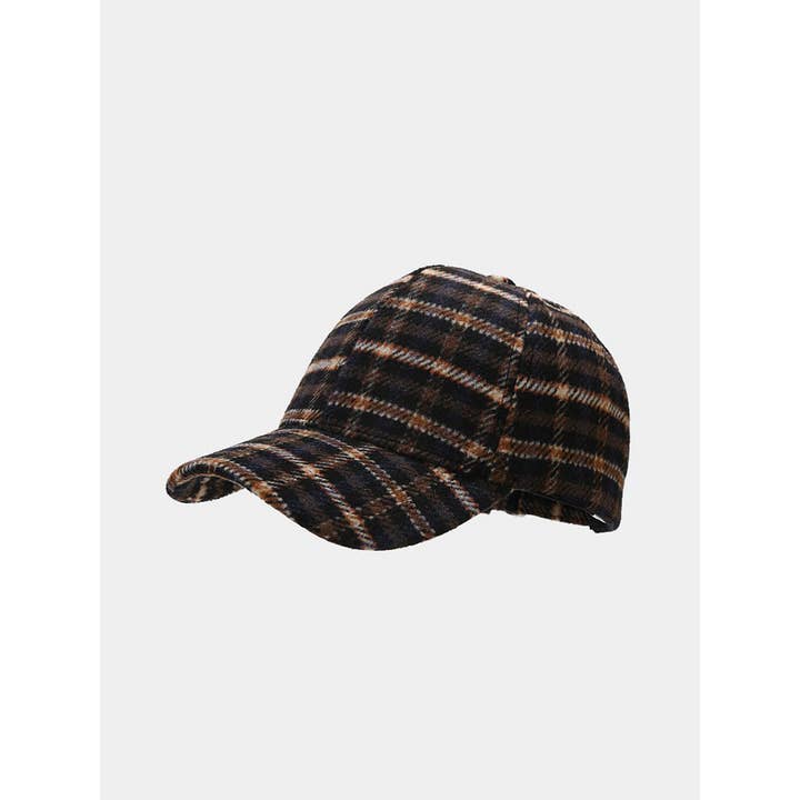DOUBLJU - Wholesale Baseball Cap - Women's - Vintage Retro Plaid Baseball Cap for Winter