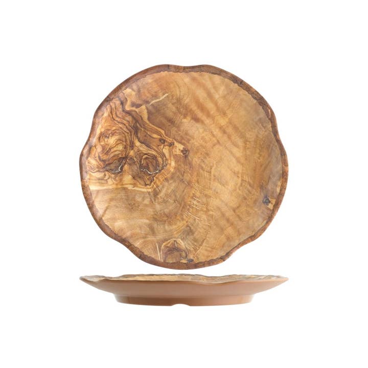 H&H - Wholesale Dinner Plate - Round Melamine Plate Wood Effect in Melamine cm 25.5