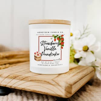 Strawberry Vanilla Pound Cake 8 oz Candle for wholesale by Honeydew Candle Co.