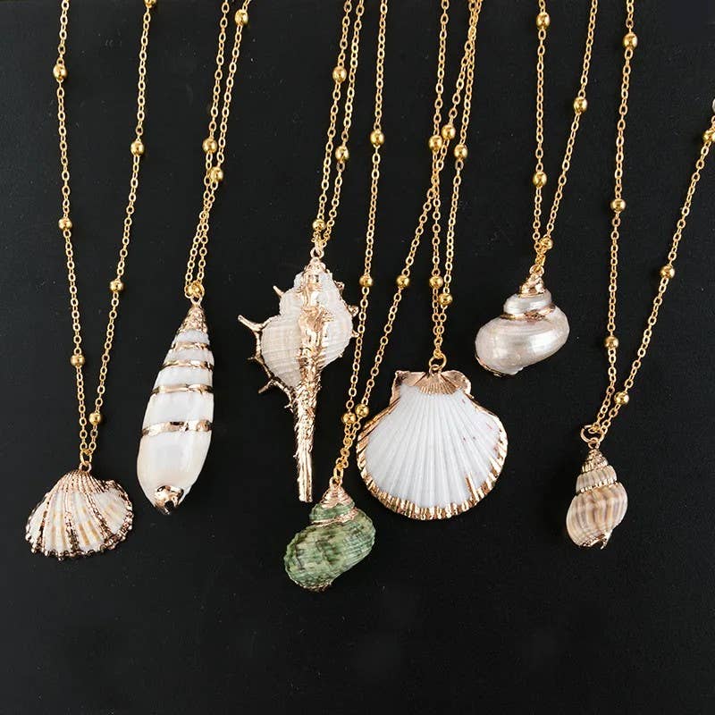 Syrrios Gifts LLC - Wholesale Pendant/Charm Necklace - Gold Sea Shell Pendant Necklace – Scallop, Murex, Whelk15