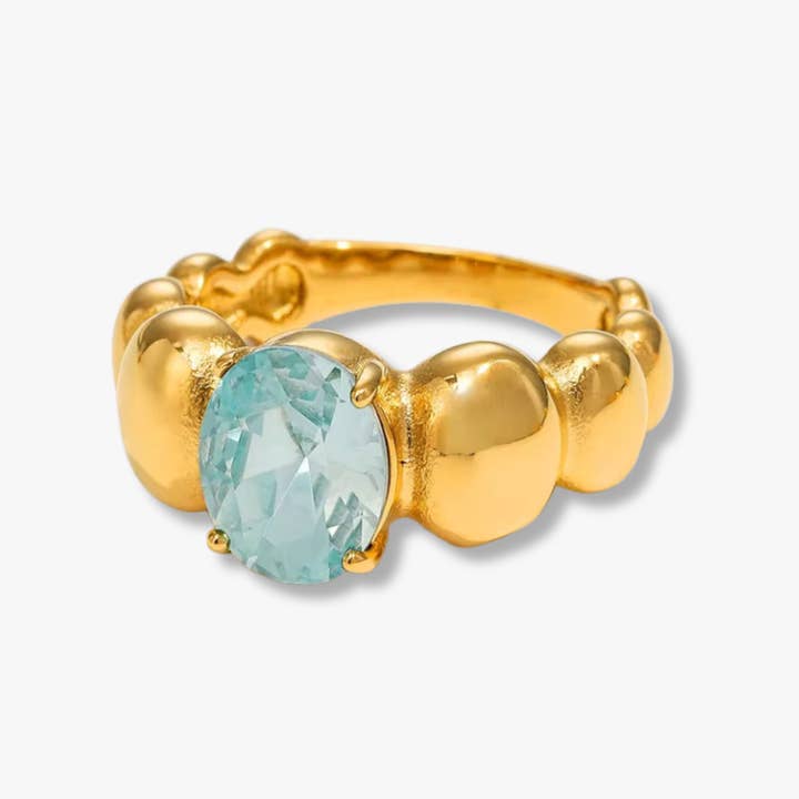 Amalfi Aquamarine Bubble Ring for wholesale by Liv Bella Vita | European Inspired Waterproof Jewelry