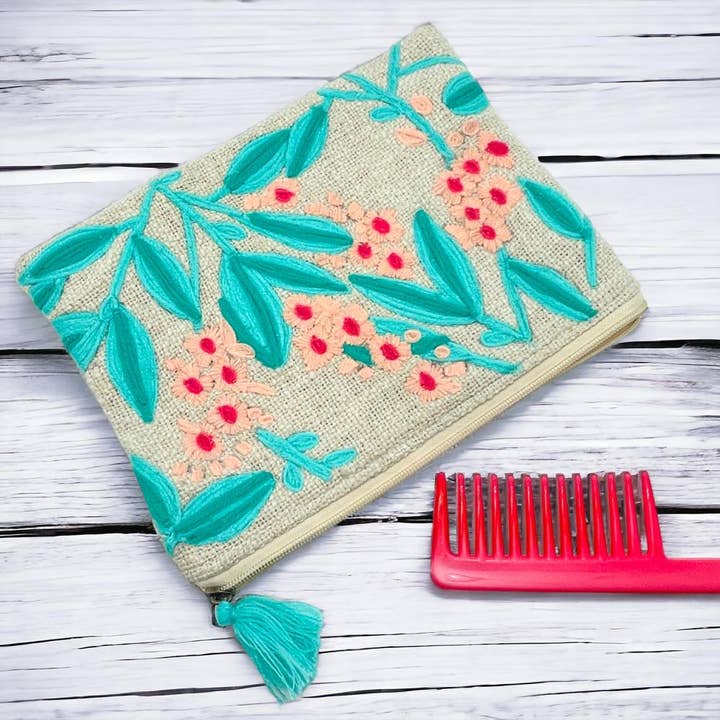 NOÏ Hamburg - Wholesale Make-up/cosmetic bag - Pouch zip mint leaves pink2