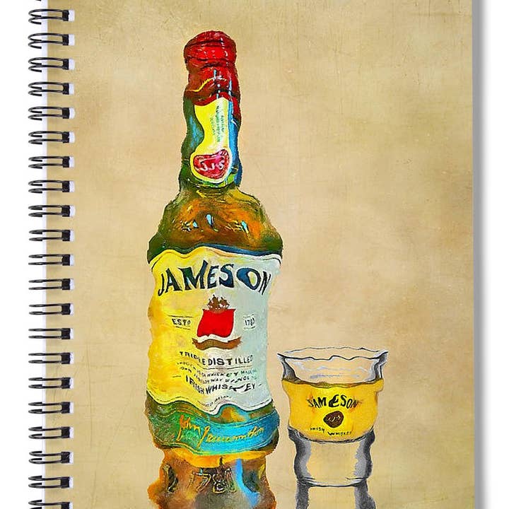 Jameson - Spiral Notebook for wholesale by Drunk Girl Art