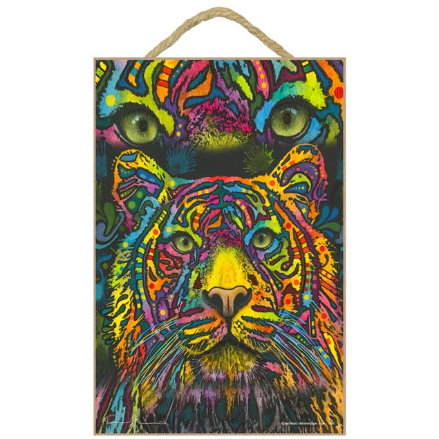 Holztafel Tiger (mit Tigeraugen an der Spitze) 17,8 x 24,5 Zoll für den Großhandel von SJT Enterprises, Inc.