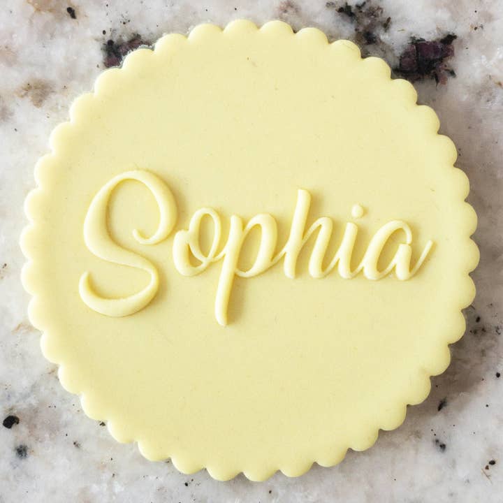 CUSTOM Name 2 Biscuit Cookie POPup Embosser Stamp for wholesale by Cut Bake Stamp